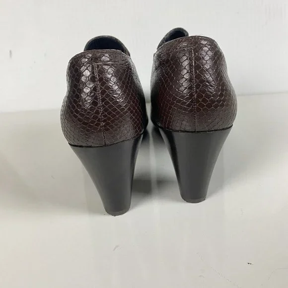Ecco Danish Design Snake Embossed Leather Heel Bootie Brown Women's 39 US 8/8.5 - Picture 5 of 12